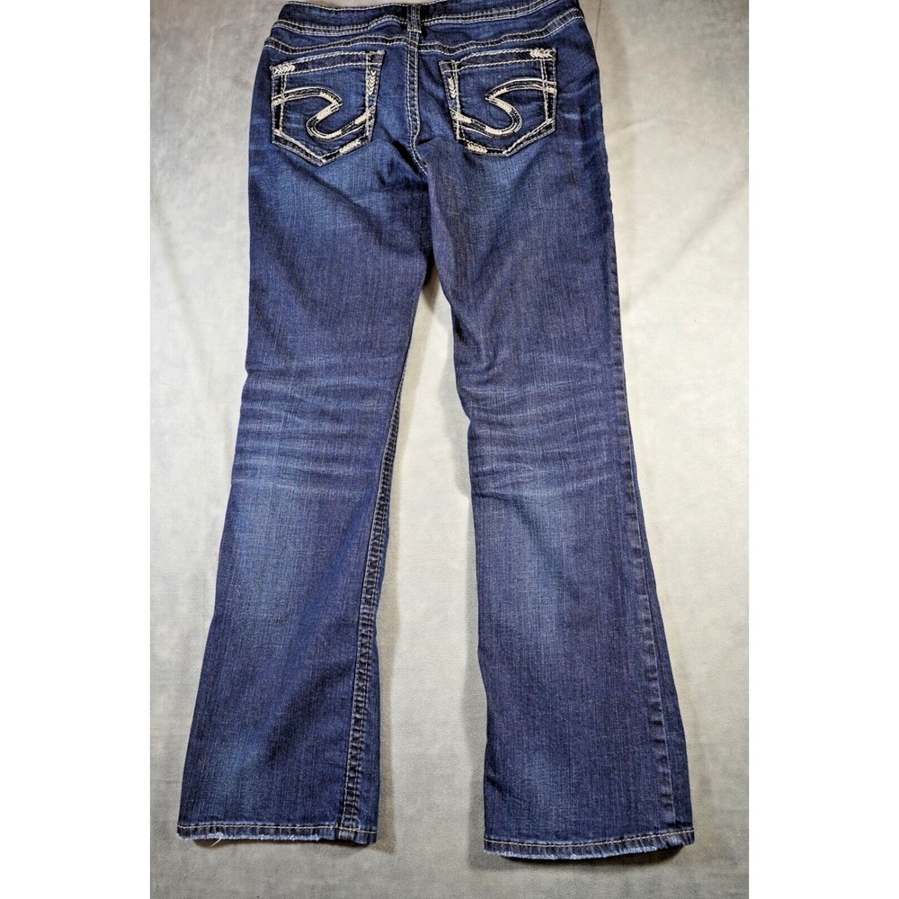 Silver Jeans Womens‎ 29x31 Blue Aiko Mid Boot Cut Denim Embroidered Distressed